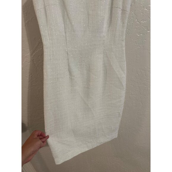 Calvin Klein Tweed Style Zip Side White Mini Dress - Picture 3 of 12